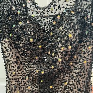Black beaded couture dress